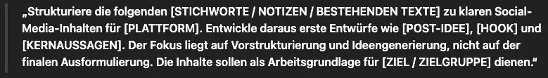 Promptbeispiel für Struktur und Ideenfindung