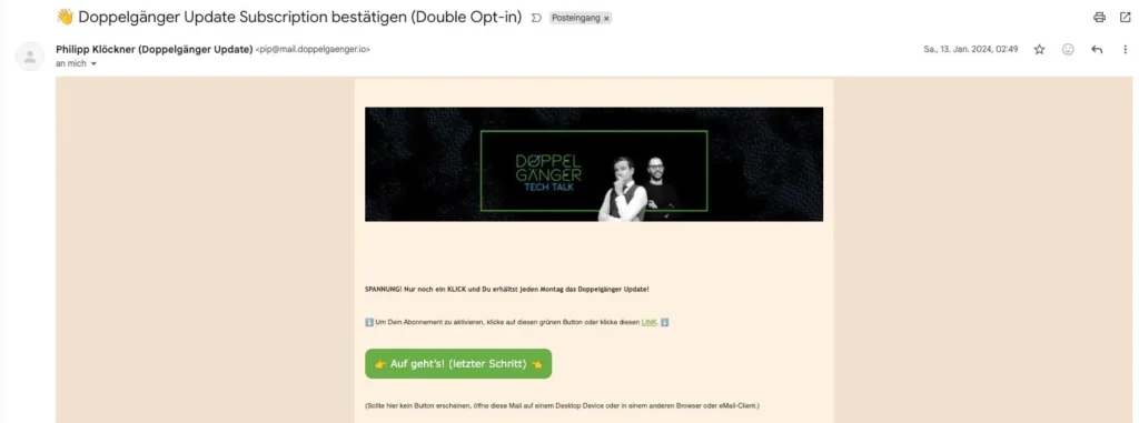 Beispiel eines Double Opt-Ins