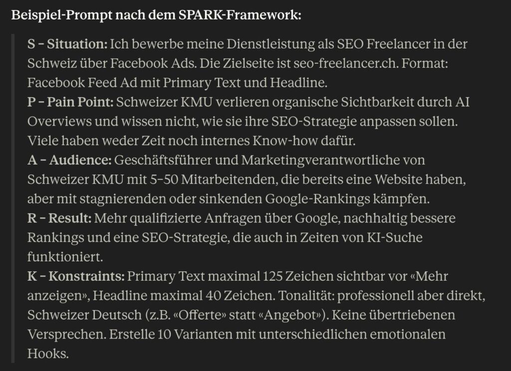 Prompt um Social Media Texte mithilfe von KI zu erstellen